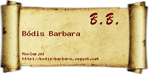 Bódis Barbara névjegykártya